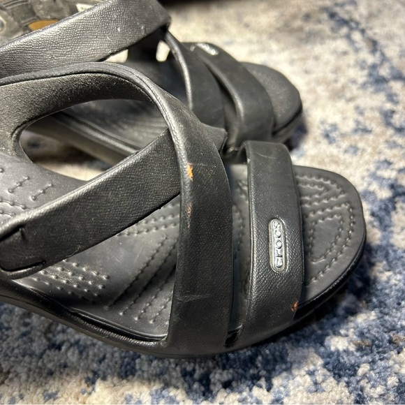 Crocs Black Cyprus IV Open Toe Heels Size 7 - Picture 6 of 12